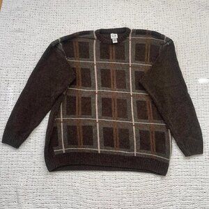 Geoffrey Beene Vintage Brown Checkered Sweater - Size XXL
